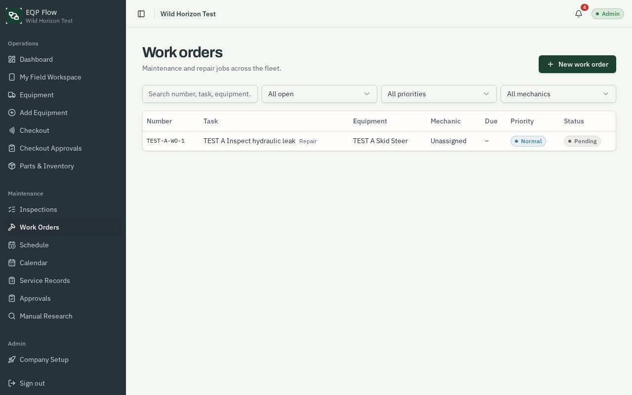 Work orders — assignments, labour, and parts in one place